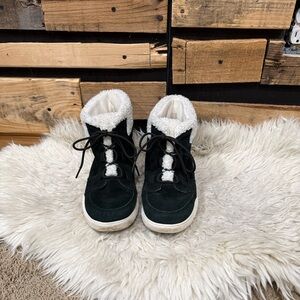 Sorel Women's Explorer II Carnival Cozy waterproof boots in black and white 12